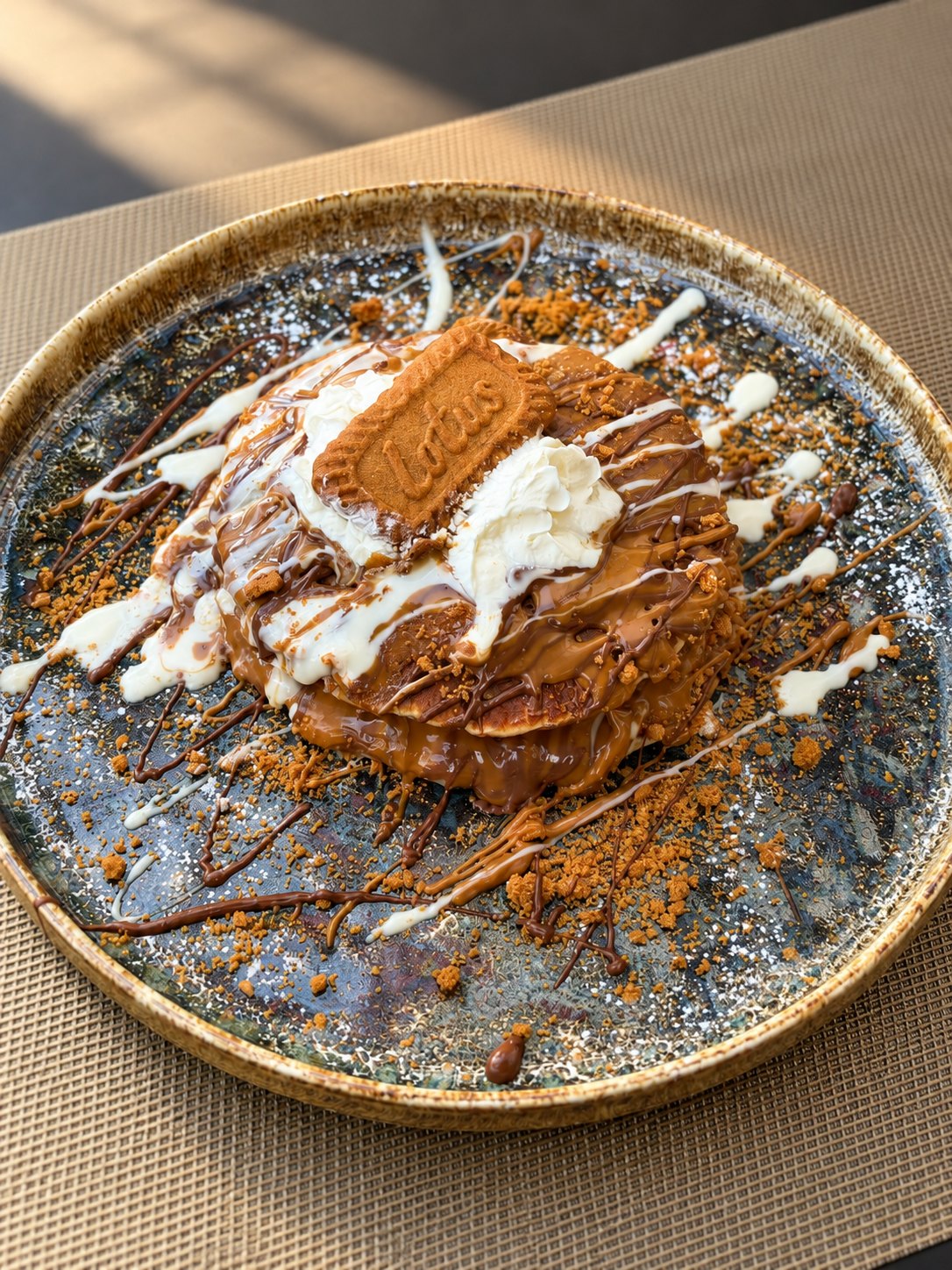 Pancakes à la crème Lotus et crumble